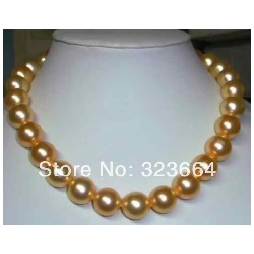 18inch huge AA+11-12mm SOUTH SEA GOLDEN PEARL NECKLACE PLATED
