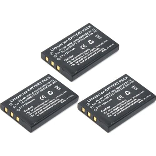 3Pcs 1200mAh NP-60 FNP-60 NP60 SLB 1137 1037 CNP-30 K5000 D-Li2 Li-20B Battery for Fujifilm F50I F501 F401 F402 ZOOM F410 F601