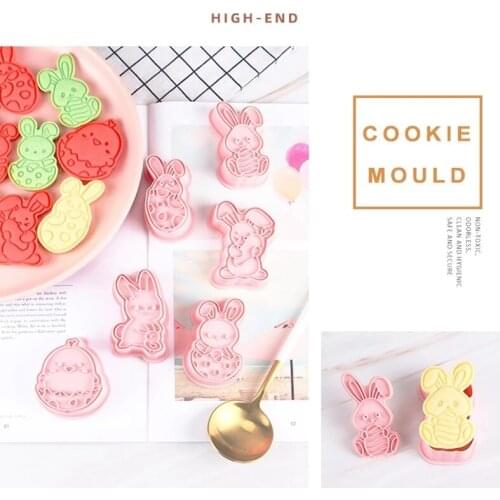 6Pcs/Set Easter Cookie Mold EID Mubarak Biscuit Mould Diy Egg Rabbit Biscuit Cutter Fondant Maker Cake Baking Tools Party Decor