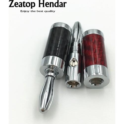 8Pcs High Quality HIFI Rhodium Plated Carbon Fiber Speaker Cable 4mm Banana Male Terminal Jack Plug Audio Connector
