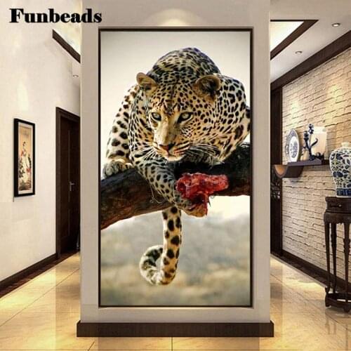 Large size 5D Diy Diamond Painting Cross Stitch full Square round Diamond Embroidery leopard panther Swallow picture Decor FF930