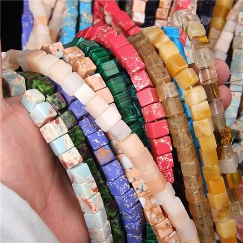 8X8mm Natural Square Gemstones Beads Imperial Agates Spacer Loose Beads For Jewelry Making DIY Bracelet Earrings Accessories