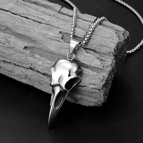 Trend gothic hip hop pendant Necklace men retro crow skull skull pendant For Woman Christmas Punk Stainless Steel Necklace Gifts