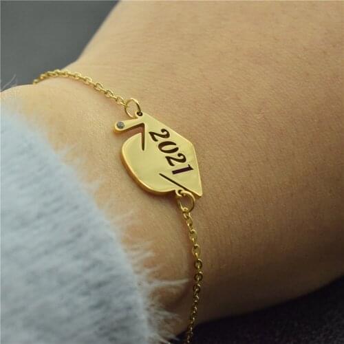 Dr Hat Graduation Bracelet For Women Best Friends Gifts Minimalist Graduation Jewelry Stainless Steel Gold 2021 Bracelet Femme