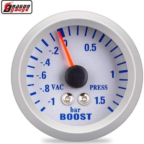 Dragon 52mm 2 Inch Auto Car Turbo Boost -1~2 Bar Gauge Clock Turbin Blue Backlight Vac Press Instrument Mete Free Shipping