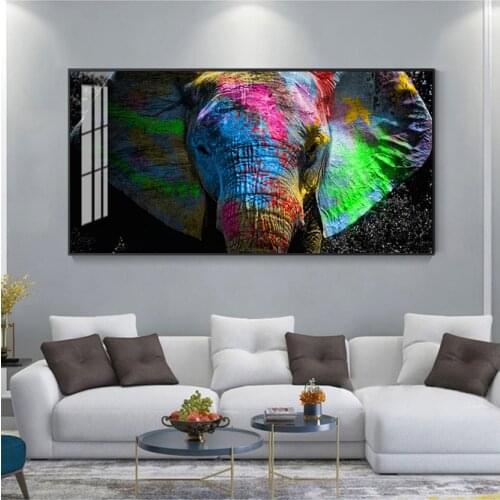 Animals Wall Pictures For Kids Room Cuadros Graffiti Pop Art Elephant Canvas Paintings On The Wall Posters And Prints Colorful