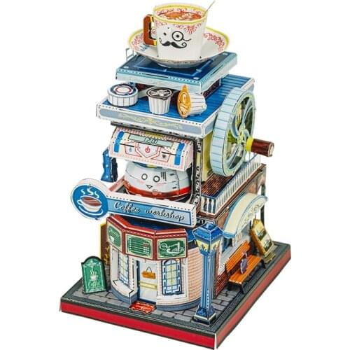 Art Model MU 3D Metal Puzzle Art Tour Coffee Shop building Model kits DIY 3D Laser Cut Assemble Jigsaw Toys GIFT For children
