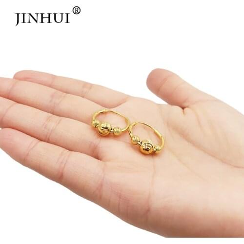 Jin Hui Dubai Africa Woman New Golden Small Round Earrings jewelry Gift send Friends Party Saudi Arabia beautiful earrings