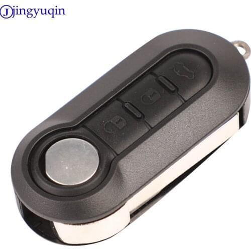 Jingyuqin 3 Button Flip Remote Key Case Shell Cover Housing For Fiat 500 Panda Punto Bravo Car Alarm Keyless Entry Fob