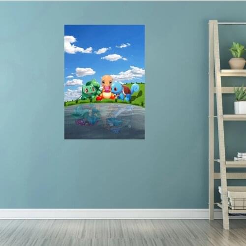 HD Picture Anime Cartoon Pokemon Playing Games Together Poster Canvas Painting Mural Living Room Kids Bedroom Home Decoration