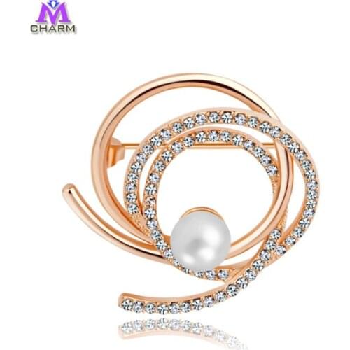 Classic Design!Real Gold Plated Made With CZ Zircon Stones And Simulated-pearl Fairy Dancing Brooch For Women And Girl