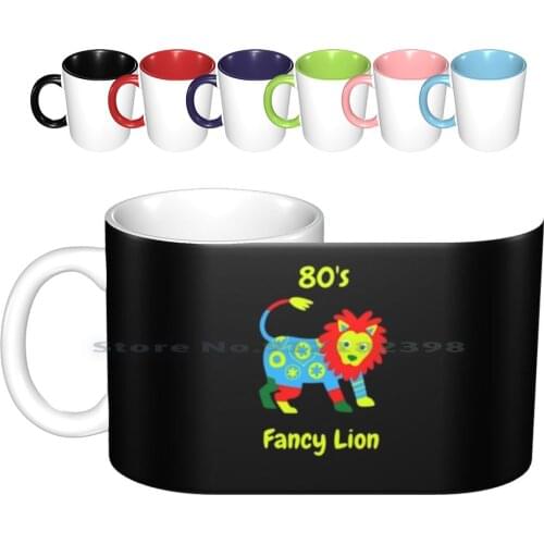80s Fancy Lion Ceramic Mugs Coffee Cups Milk Tea Mug Lion Funny Funny Animals Generation X Gen X The 80s 80s Funny Lion Crazy