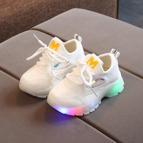 Toddler Girls Sneakers Children Baby Boys Mesh breathable Led Light Luminous Sneaker Sport Shoes Chaussure Lumineuse Pour Fille