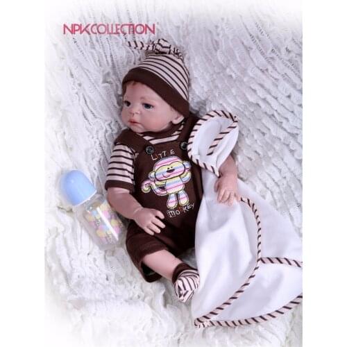 NPK 19inch 46cm Adorable Reborn Doll little Full Silicone Bebes Reborn Boy Doll Boneca Baby Dolls For Girls Xmas Gifts
