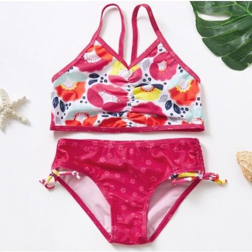 Girls Swimsuits 2021 Flounce Two Piece Beach Swimwear Tankini Set New Arrival 2021 Childdren Swimsuit