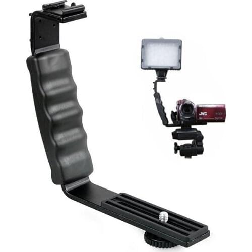 L-shaped Angle 2 Shoe Flash Bracket DV bracket tray Dual Hot shoe L-shaped Flash Bracket for DSLR Camera and Camcorders