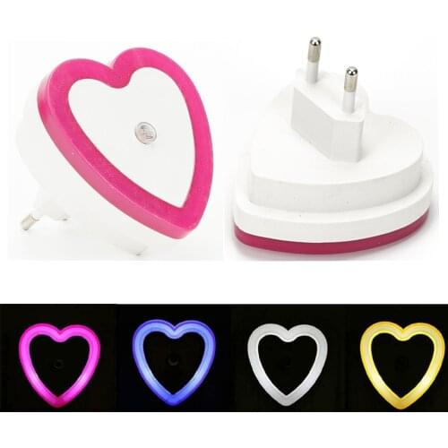 Mini Heart-shaped LED Night Light 220V Light Sensor Control EU Plug Wireless LED Lamp Kids Room Bedr Corridor Stairs Lighting
