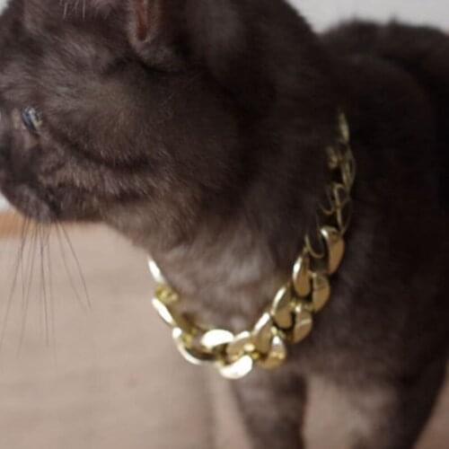 Fashion Dog Pet Collar Thick Chain Necklace Gold-Plated Plastic Puppy Collar Jewelry Accessories Pendant Gold Chain