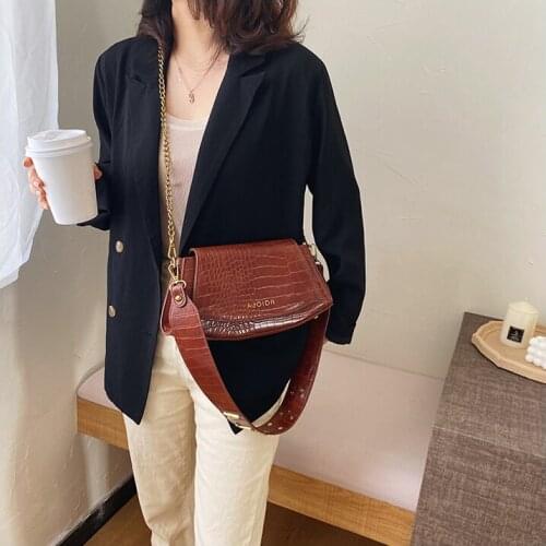 Fashion Bag Crocodile Grain Stone Grain PU Leather Camera Bag Flip Crossbody Shoulder Bag for 2021 Luxury Design