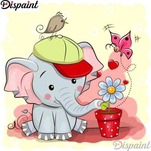 Dispaint Full Square/Round Drill 5D DIY Diamond Painting "Cartoon elephant" Embroidery Cross Stitch 3D Home Decor A12524