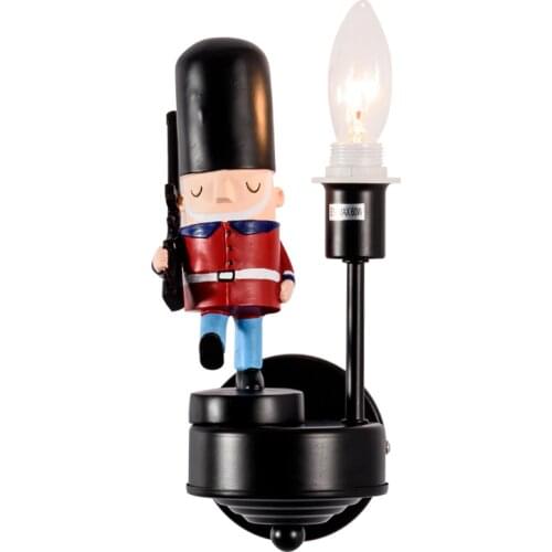 Childrens Room guard Wall Lamps British Soldiers E14 led wall candle light Boys Girls Led Bedroom Creative Bedside Lamp