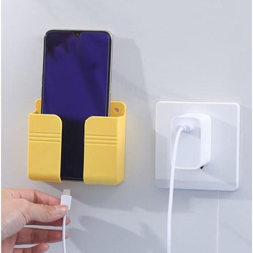 Wall Mounted Organizer Storage Box Remote Control Mounted Mobile Phone Plug Wall Holder Charging Multifunction Holder Stand