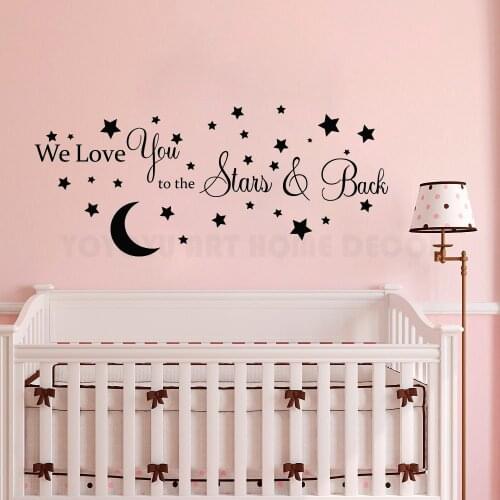 Moon and Stars Vinyl Wall Sticker Kids Boys Baby Bedroom Wall Art Decal Removable Vinyl Nursery Room Decor Wall Mural AY1173