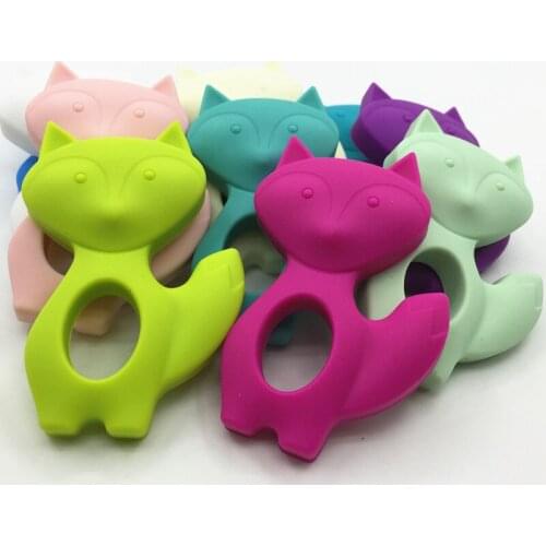 NEW 20pcs/lot Silicone Teething Fox Pendant Necklace- Baby Chew Jewelry Teething Necklace Pendant Fox teether