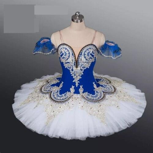 Blue Professional Ballet Tutus For Girls Child Swan Lake Ballet Dress Dance Clothes Pancake Ballerina Figure Skating Dress