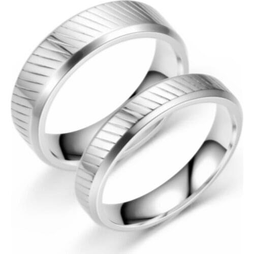 New product fashion wave pattern stainless steel couple rings simple men and women wedding rings