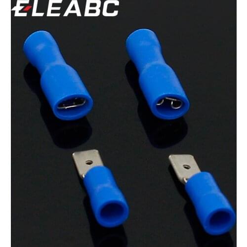 4.8mm Female Male Electrical & Wiring Connector Insulated Crimp Terminal Spade Blue