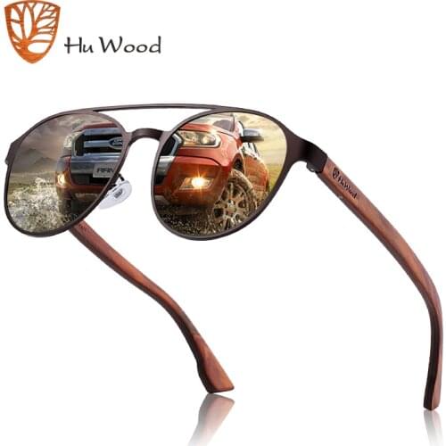 HU WOOD High Quality Polarized Sunglasses Wooden Vntage Women Sun Glasses For Men Pink Sunglases Lens UV400 Protection GR8041