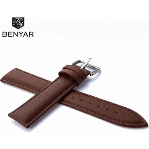 BENYAR Genuine Leather Watch Strap 20m 24mm 22mm Leather Suitable For Men Watch Women Watches Bracelet Montre Homme