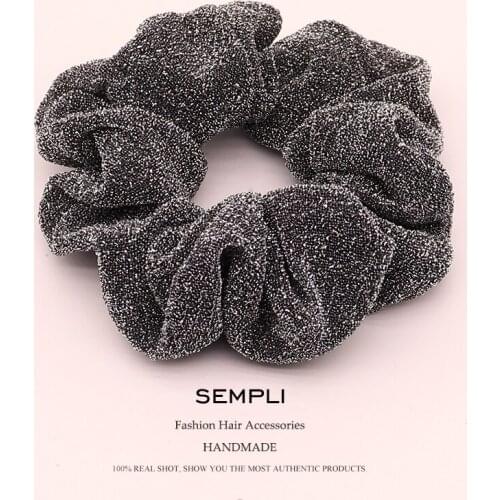 Sempli 5Colors Shining Brilliant Scrunchie High Quality Ponytail Holder Elastic Hair Bands For Womens and Girl Hair Accessories