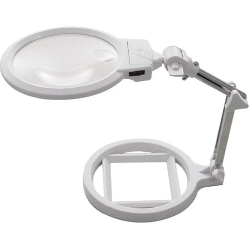 Foldable 5X Magnifying Glass Multi-functional Flexible Desktop Embroidery Reading Loupe Magnifier with LED Light