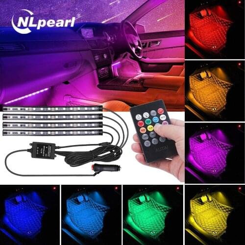 Nlpearl Led Car Foot Ambient Light with USB Wireless Remote APP Music Control RGB Auto Interior Decorative Atmosphere Lights