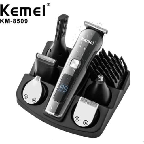 Kemei hair trimmer KM-8509 rechargeable hair clipper 6 in 1 electric shaver nose hair trimmer beard trimmer hair carving eyebrow