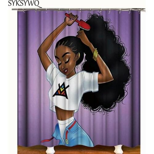African girl shower curtain polyester fabric extra large curtain bathroom decor curtain shower