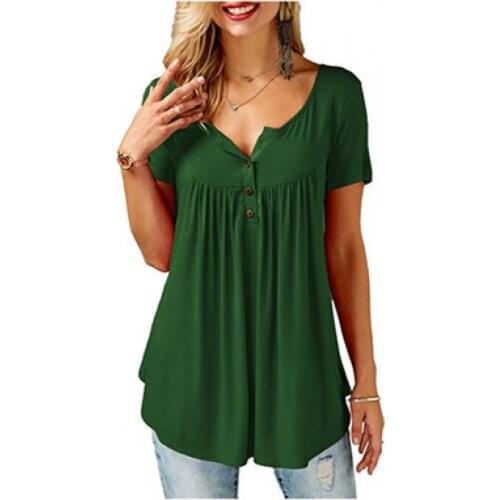 2021 Plus Size Summer Womens T-Shirt Loose Short-Sleeved Solid Color Slim-Fit Womens T-Shirt Plus Size Womens Plus Size Top