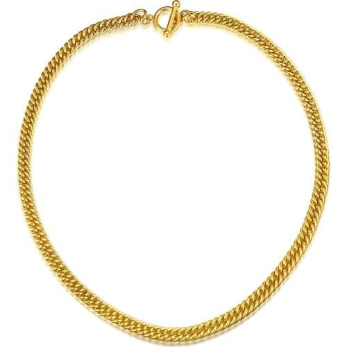 LETAPI Stainless Steel OT Toggle Clasp Thick Link Chain Necklace For Men Women Hip Hop Chunky Choker Necklace Christmas Jewelry