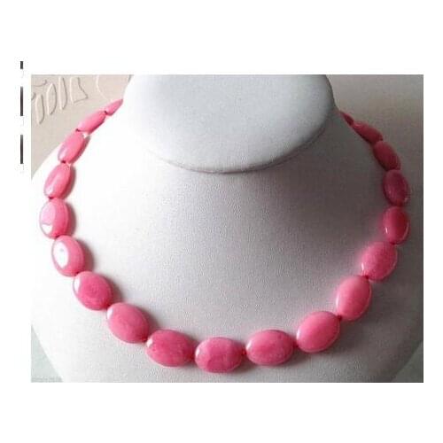 Mujer brincos choker anime gem chocker maxi collier Stunning Natural 13x18mm Pink gem Oval Beads Necklace for women jewelry