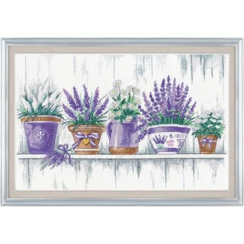 Gold Collection Embroidery Lavender Tenderness Cross Stitch Kit flowers with 100% Cotton Floss & Free Shipping for Wall Decor