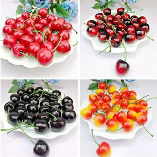 10Pcs Fake Cherry Artificial Fruit Model Simulation Cherry Ornament Craft Food Photography props Party Decor Home Decoration