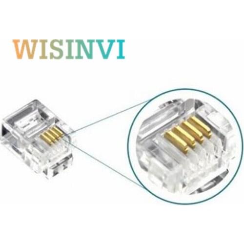 100Pcs Crystal Head RJ11 6P4C Modular Plug Gold Plated Network Connectors 6Pin End Connectors