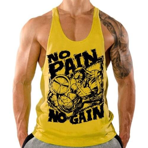 2021 New Gym Bodybuilding Stringer Tank Tops Man Sleeveless Shirt Men Fitness Vest Singlet Sportswear Workout Mens Tanktop