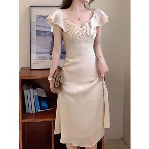 2021 new summer French long palace style summer dress design sense small waist high sense dress female summer