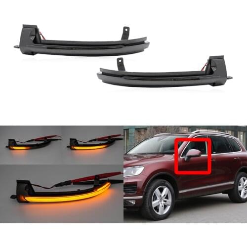 2x Smoked Amber Led Dynamic Side Mirror Blinker Lights Auto Mirror Turn Signal For VW Touareg II 7P 2010-2018