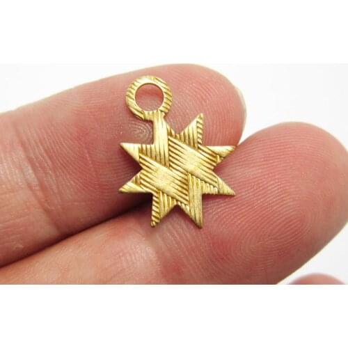 Brass star charm 17.3x13.1mm Octagon Raw brass pendant Earrings findings Geometic charms -50pcs R931