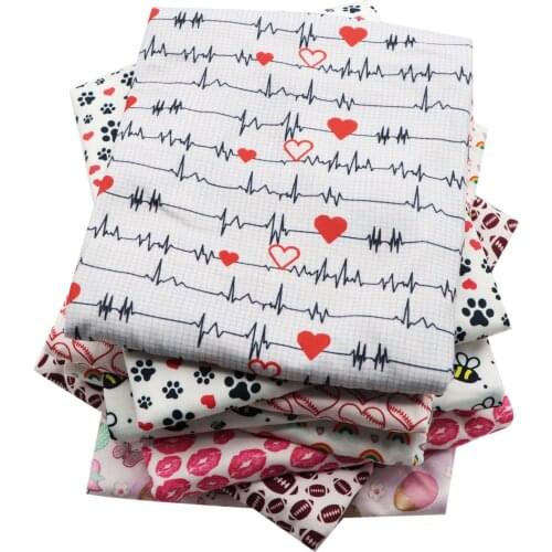 David accessories 50*150cm Festival Heart 4 Ways Stretch Double Brushed Poly knit Fabric For Sewing DIY Clothes Quilting,c10717