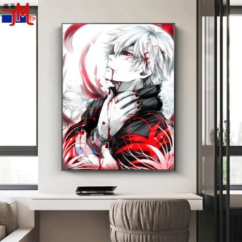 Full Drill Diamond Painting Japan Anime Kaneki Ken Tokyo Ghoul Diamond Embroidery Cross Stitch Mosaic Home Decor Christmas Gift